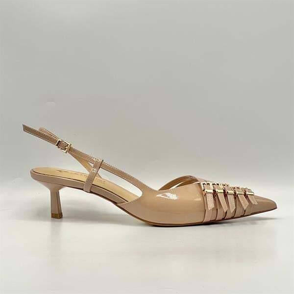 Sedare Nude Gerçek Deri Tokalı Topuklu Ayakkabı - 1