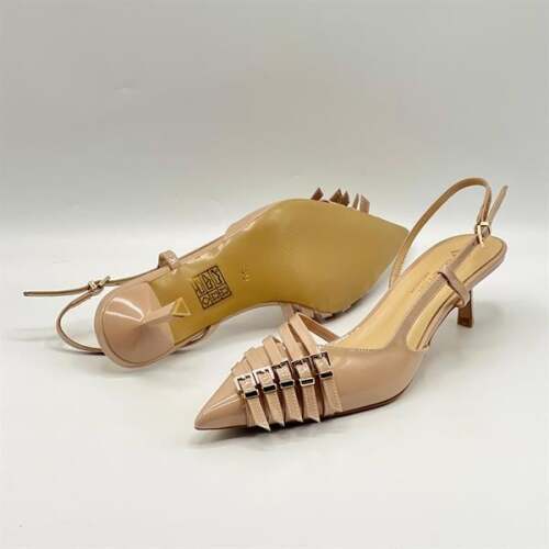 Sedare Nude Gerçek Deri Tokalı Topuklu Ayakkabı - 5