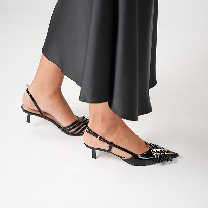 Sedare Siyah Gerçek Deri Tokalı Topuklu Ayakkabı - 4