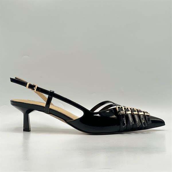 Sedare Siyah Gerçek Deri Tokalı Topuklu Ayakkabı - 1