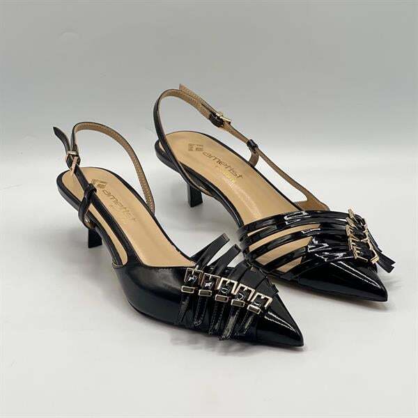 Sedare Siyah Gerçek Deri Tokalı Topuklu Ayakkabı - 2