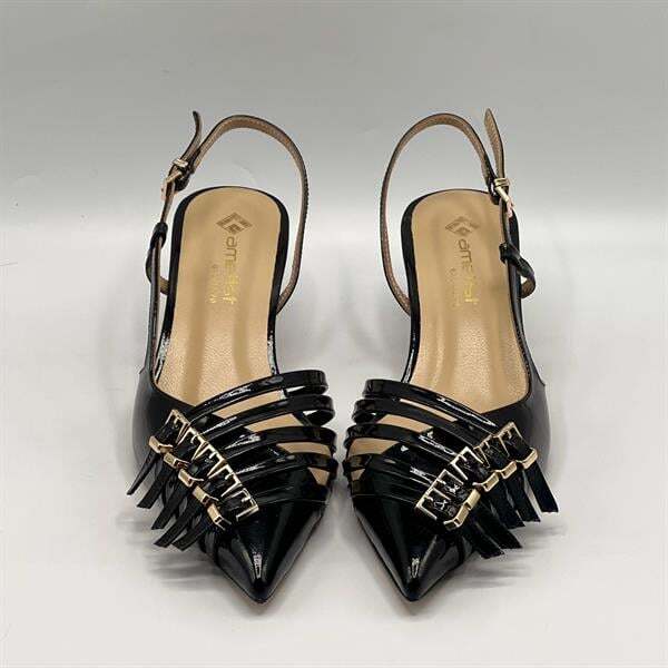 Sedare Siyah Gerçek Deri Tokalı Topuklu Ayakkabı - 3