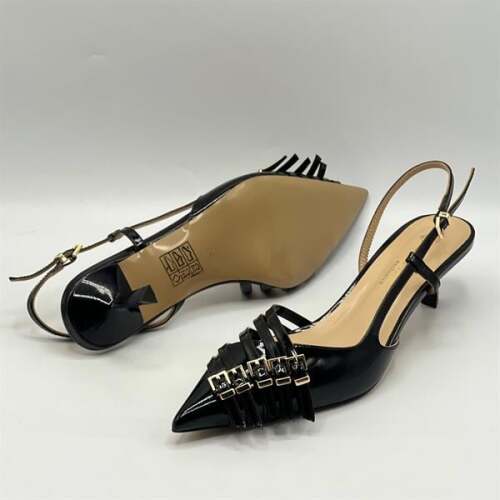 Sedare Siyah Gerçek Deri Tokalı Topuklu Ayakkabı - 5