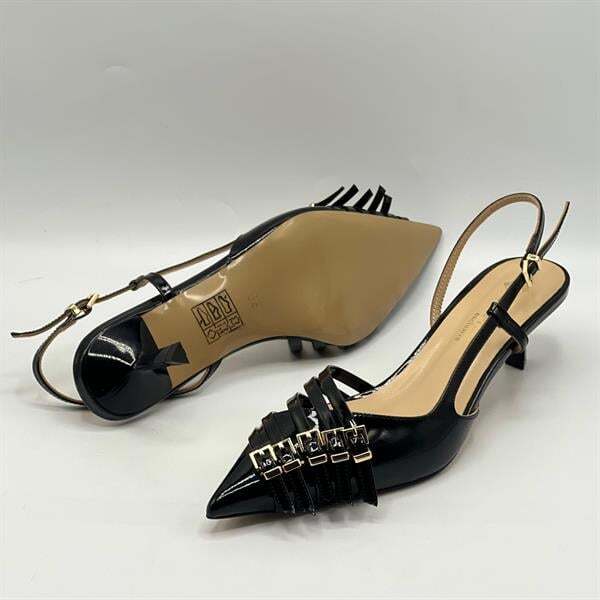 Sedare Siyah Gerçek Deri Tokalı Topuklu Ayakkabı - 5