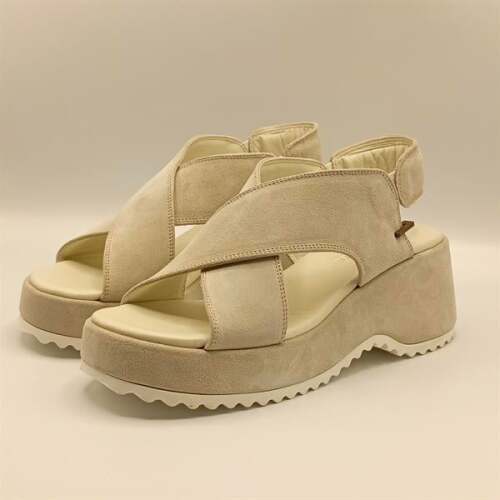 Sindy Bej Deri Dolgu Topuk Sandalet - 4