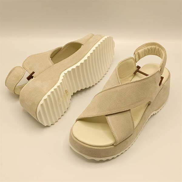 Sindy Bej Deri Dolgu Topuk Sandalet - 5