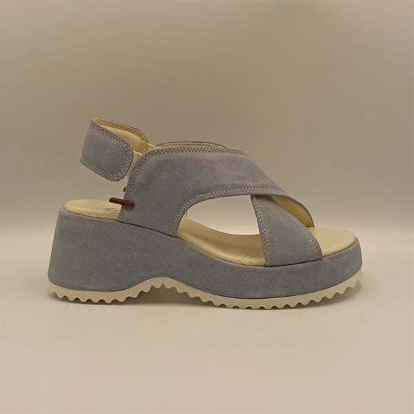 Sindy Mavi Deri Dolgu Topuk Sandalet - 1