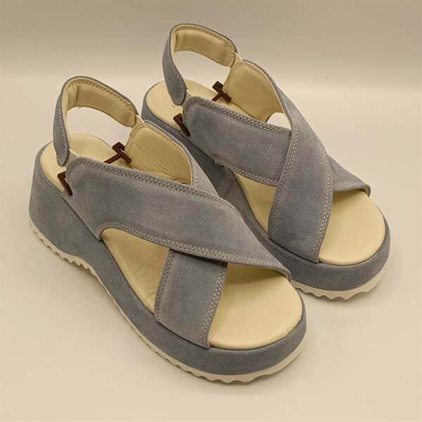 Sindy Mavi Deri Dolgu Topuk Sandalet - 2