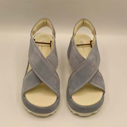 Sindy Mavi Deri Dolgu Topuk Sandalet - 3