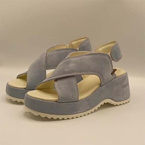 Sindy Mavi Deri Dolgu Topuk Sandalet - 4