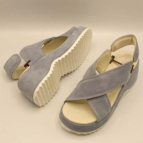 Sindy Mavi Deri Dolgu Topuk Sandalet - 5