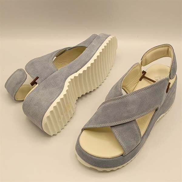 Sindy Mavi Deri Dolgu Topuk Sandalet - 5