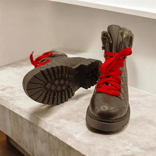 Snow Siyah Deri Kürklü Kadın Bot - 3