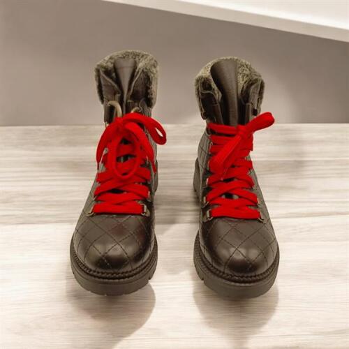 Snow Siyah Deri Kürklü Kadın Bot - 4