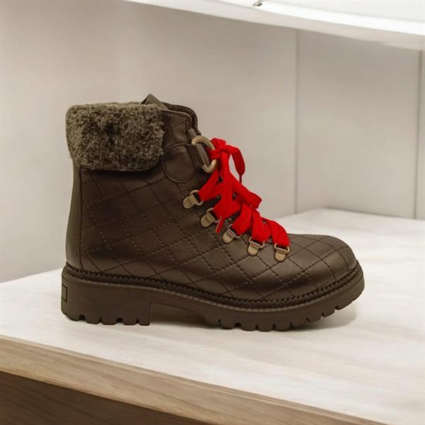 Snow Siyah Deri Kürklü Kadın Bot - 6