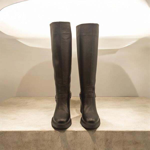 Sonya Topuklu Siyah Deri Kadın Çizme - 1