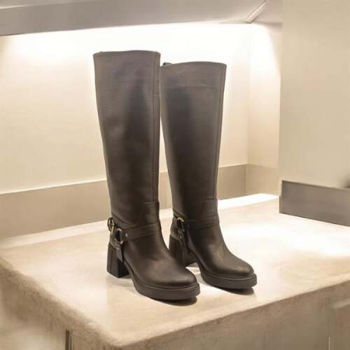 Sonya Topuklu Siyah Deri Kadın Çizme - 4