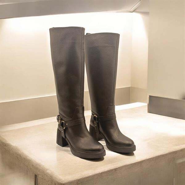 Sonya Topuklu Siyah Deri Kadın Çizme - 4