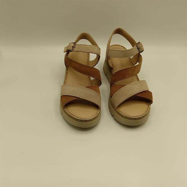 Stabil Çapraz Bantlı Bilekten Bağlamalı Gerçek Deri Süet Kadın Sandalet –  Bej/Açık Kahve - 3