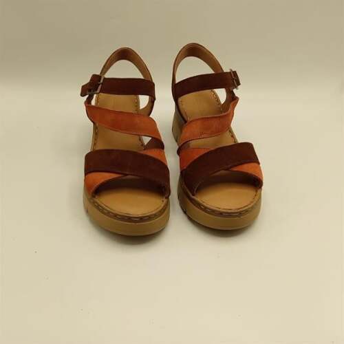 Stabil Çapraz Bantlı Bilekten Bağlamalı Gerçek Deri Süet Kadın Sandalet – Kiremit/Acı Kahve - 3