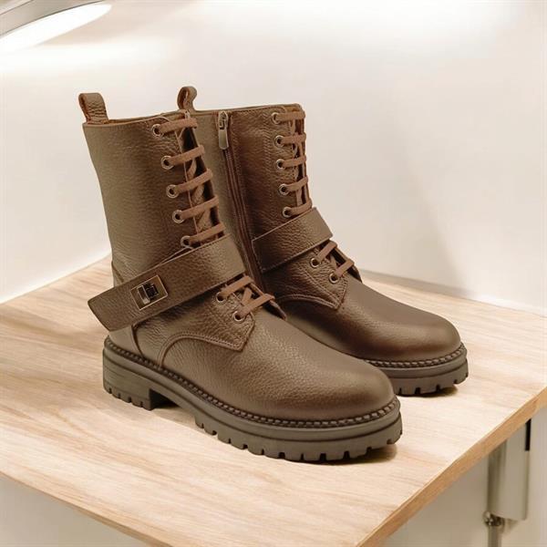 Stone Kahve Deri Kadın Postal - 2