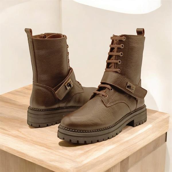 Stone Kahve Deri Kadın Postal - 4