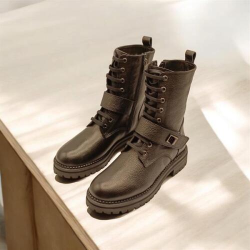 Stone Siyah Deri Kadın Postal - 4