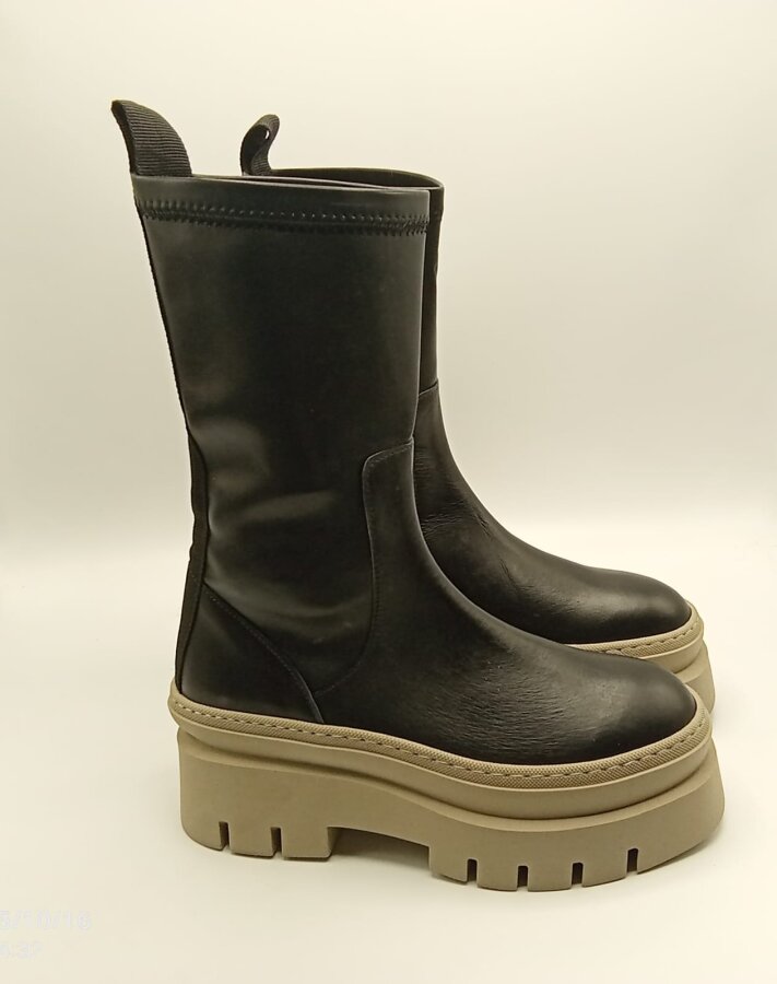 Stretch Kadın Siyah Streç Bot – 29 cm Uzunluk, Termolight Kaymaz Taban, 8 cm Taban - 1