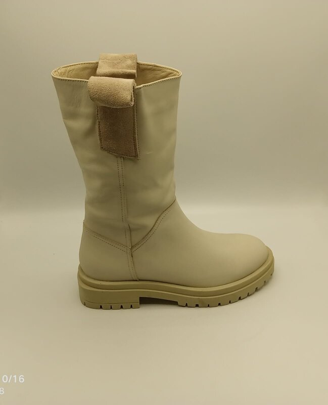 Tamara Krem Gerçek Deri Kadın Bot – 30 cm Yükseklik, Kaymaz Taban, 4.5 cm Topuk - 4