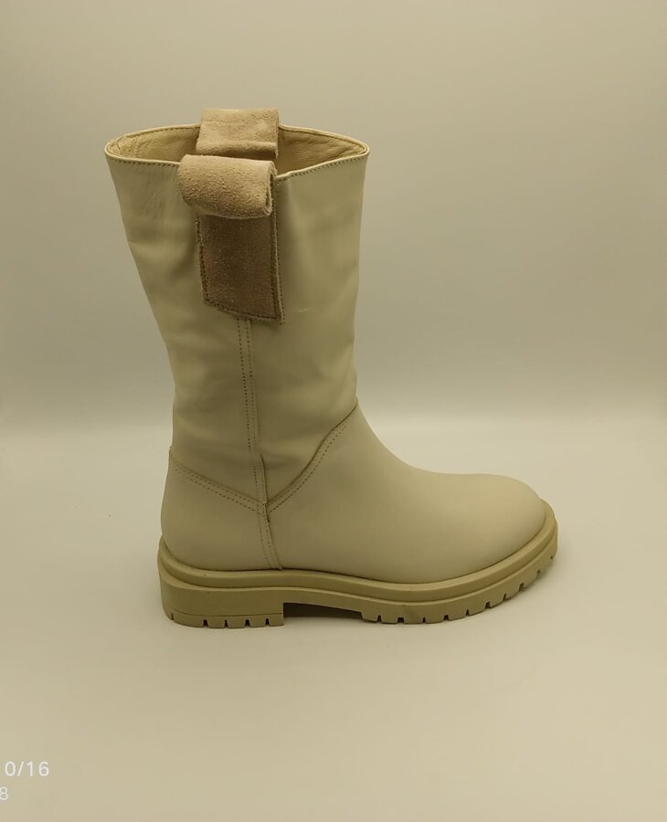 Tamara Krem Gerçek Deri Kadın Bot – 30 cm Yükseklik, Kaymaz Taban, 4.5 cm Topuk - 4