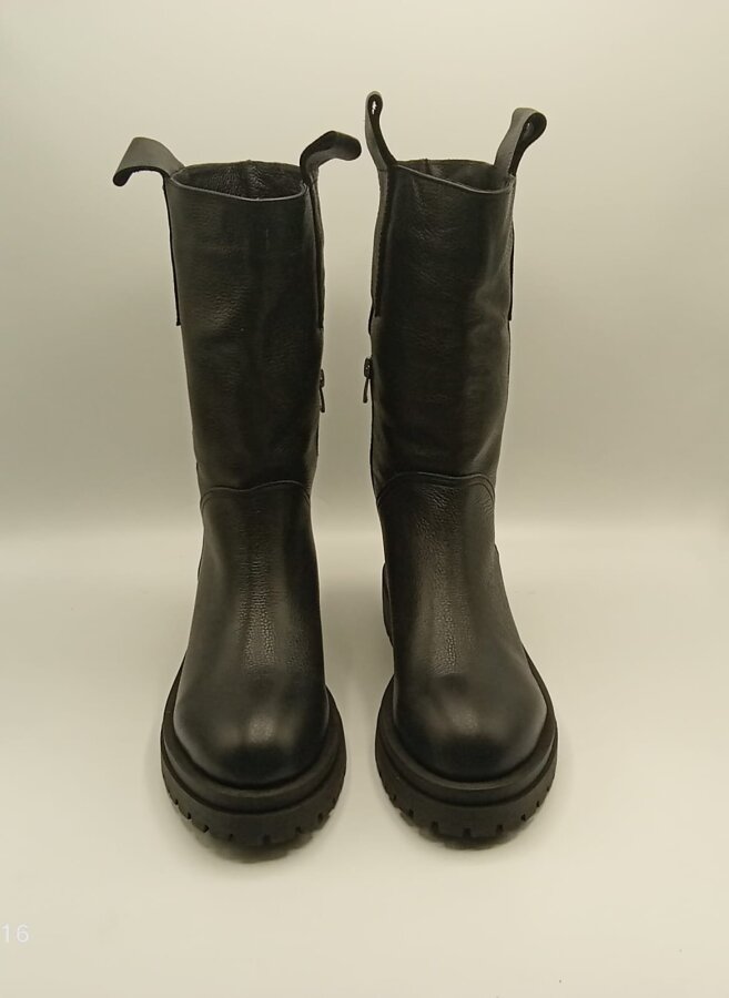 Tamara Siyah Gerçek Deri Kadın Bot – 30 cm Yükseklik, Kaymaz Taban, 4.5 cm Topuk - 2