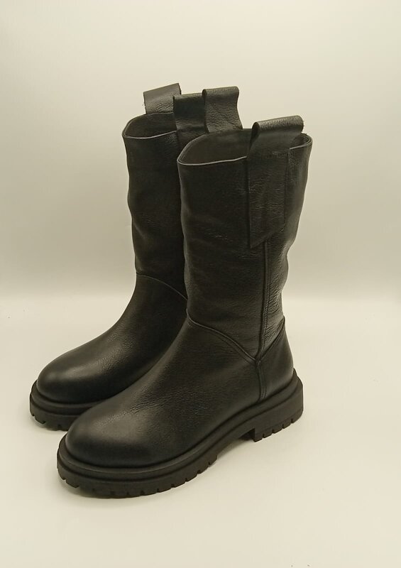 Tamara Siyah Gerçek Deri Kadın Bot – 30 cm Yükseklik, Kaymaz Taban, 4.5 cm Topuk - 3