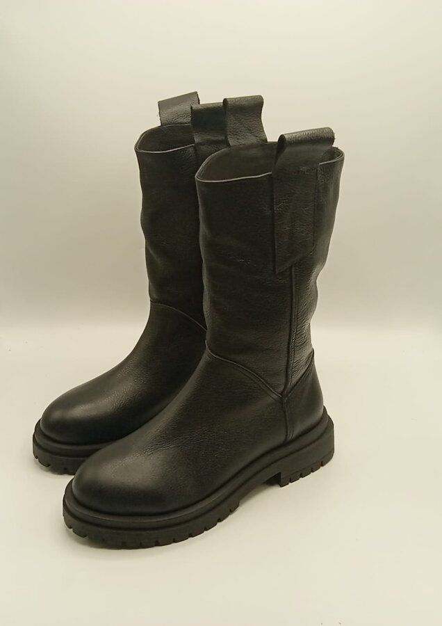 Tamara Siyah Gerçek Deri Kadın Bot – 30 cm Yükseklik, Kaymaz Taban, 4.5 cm Topuk - 3