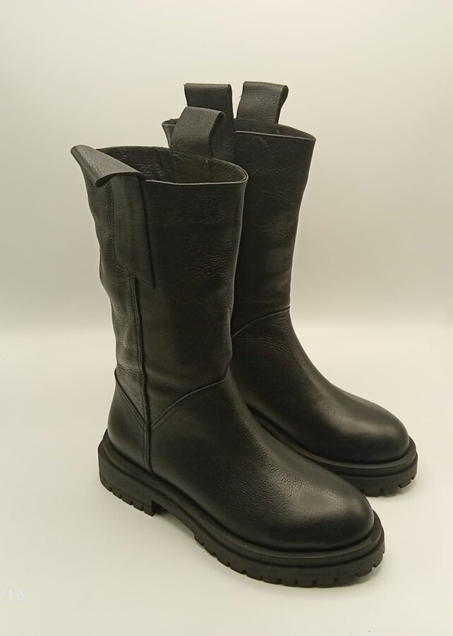 Tamara Siyah Gerçek Deri Kadın Bot – 30 cm Yükseklik, Kaymaz Taban, 4.5 cm Topuk - 1