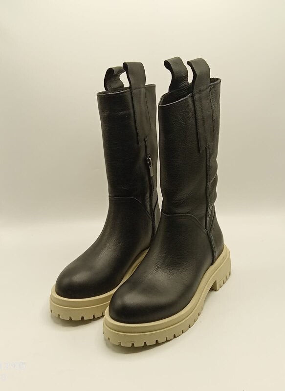 Tamara Siyah Gerçek Deri Kadın Bot – Bej Taban - 2