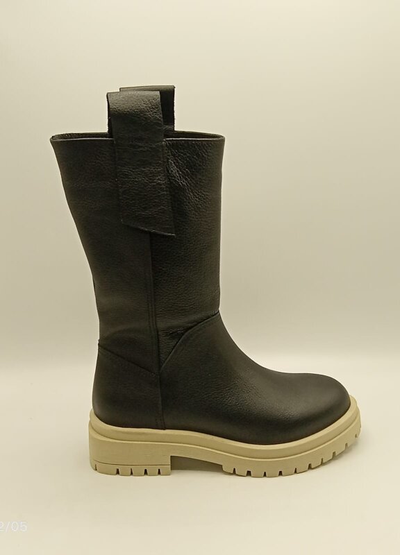 Tamara Siyah Gerçek Deri Kadın Bot – Bej Taban - 3