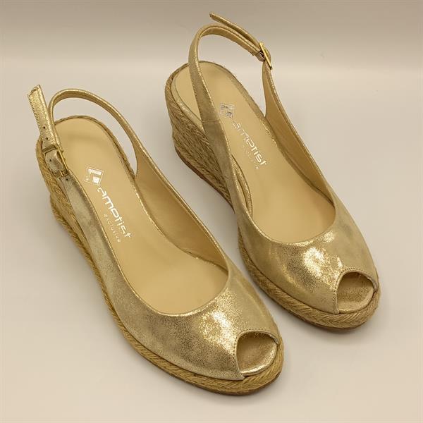 Terre Gold Deri Dolgu Topuk Sandalet - 2