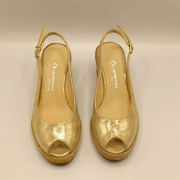 Terre Gold Deri Dolgu Topuk Sandalet - 3