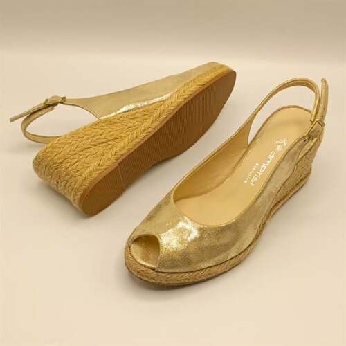 Terre Gold Deri Dolgu Topuk Sandalet - 5