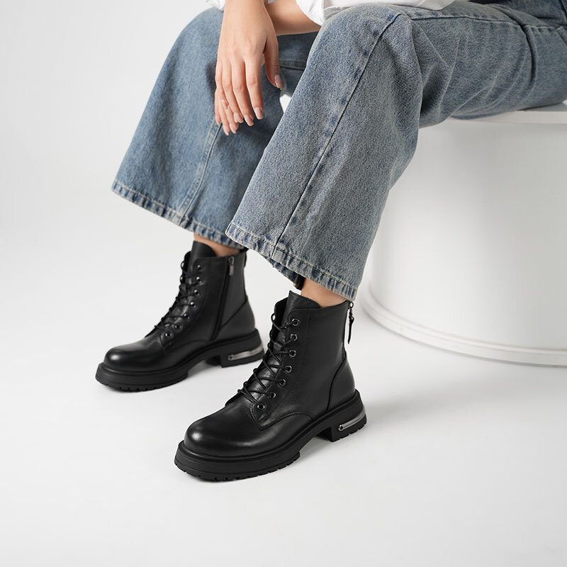 Tokyo Siyah Gerçek Deri Kadın Bot – 5.5 cm Topuk