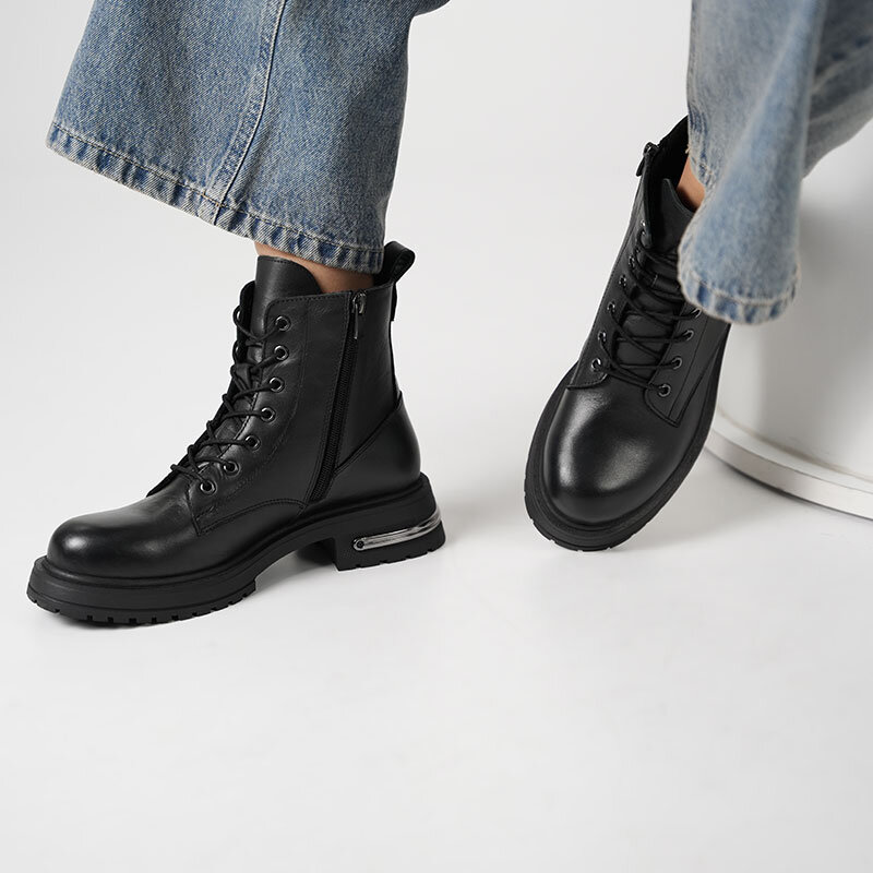 Tokyo Siyah Gerçek Deri Kadın Bot – 5.5 cm Topuk - 2