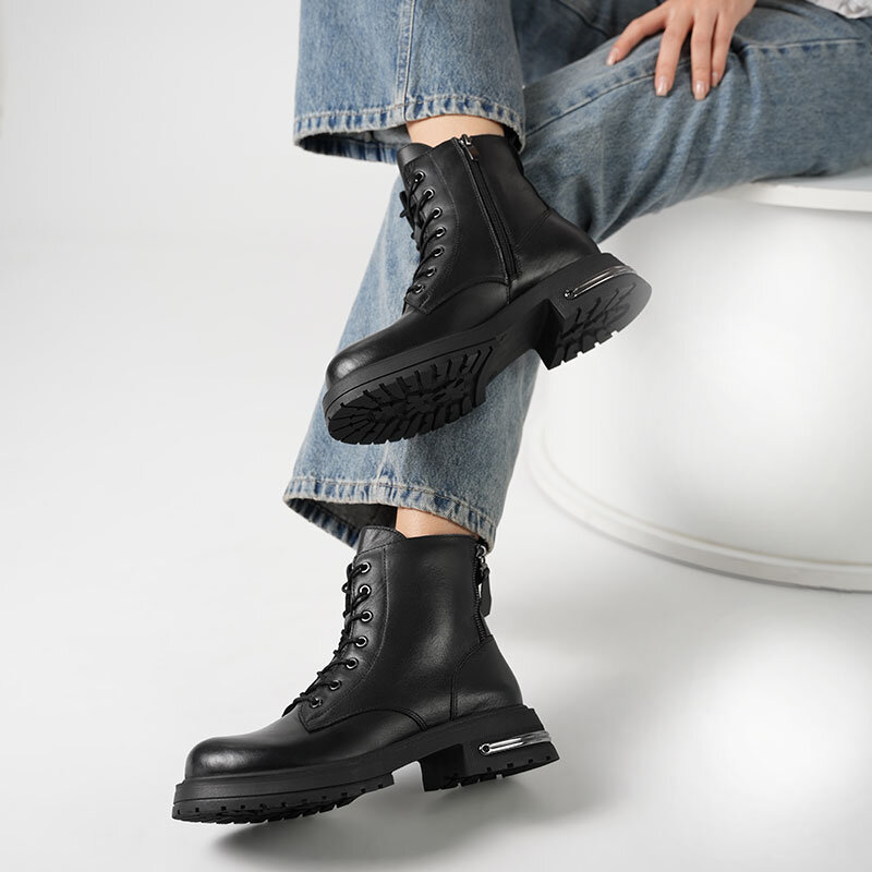 Tokyo Siyah Gerçek Deri Kadın Bot – 5.5 cm Topuk - 3