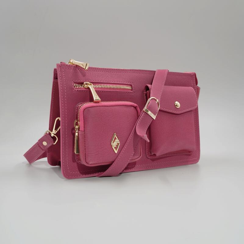 Valeria Fuşya Desenli Parlak Kadın Çapraz Çantası