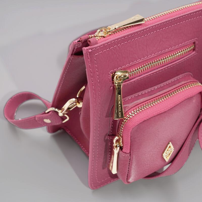 Valeria Fuşya Desenli Parlak Kadın Çapraz Çantası - 2