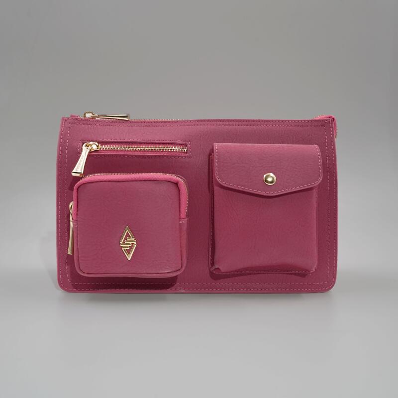 Valeria Fuşya Desenli Parlak Kadın Çapraz Çantası - 3