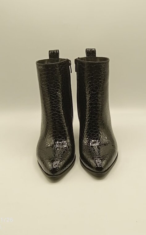 Valeria Siyah Fasulye Desen Gerçek Deri Kadın Bot – Sivri Burun, Metal Aksesuarlı Topuk - 7