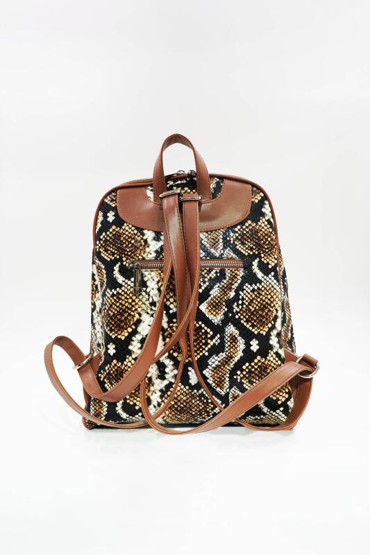 Vanessa Yılan Derili Kadın Sırt Çantası - 3