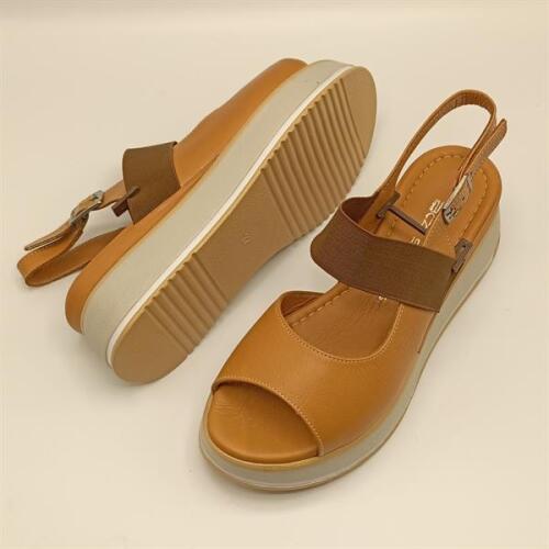 Venüs Taba Deri Dolgu Topuk Sandalet - 5