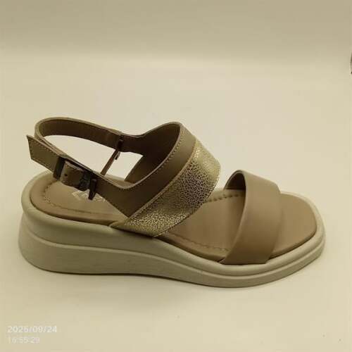 Vizon & Gold Hakiki Deri Sandalet