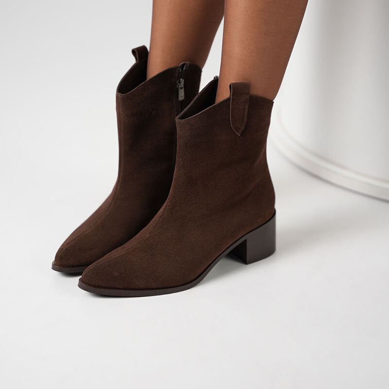 Western Acı Kahve Süet Kadın Bot – Sıcak Astarli | 22.5 Cm Bot Boyu | 5.5 Cm Topuk | Tpu Taban - 4